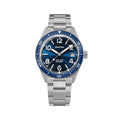 Seestern S434-2 automatic skin diver 39mm, blue sunburst dial, blue bezel, steel bracelet, front view