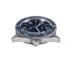 Seestern S434-2 blue-dial skin diver side profile on blue rubber strap with starfish crown