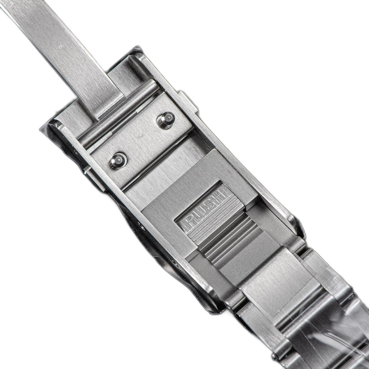 Seestern S434-2 steel bracelet folding clasp with diver extension, macro detail