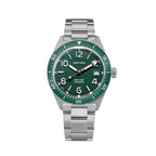 Seestern S434-2 automatic skin diver 39mm, green dial, green bezel, steel bracelet, front view
