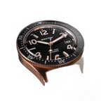 Seestern S434-2 rose-gold skin diver on black rubber strap, low angled studio view