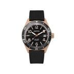 Seestern S434-2 skin diver 39mm, rose-gold case, black dial and bezel, black tropic rubber strap, front
