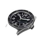 Seestern S434-2 black watch head side profile with no strap, showing case thickness and bezel knurling