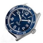 Seestern S434-2 blue dial watch head with no strap, three-quarter angle showing bare lugs and bezel