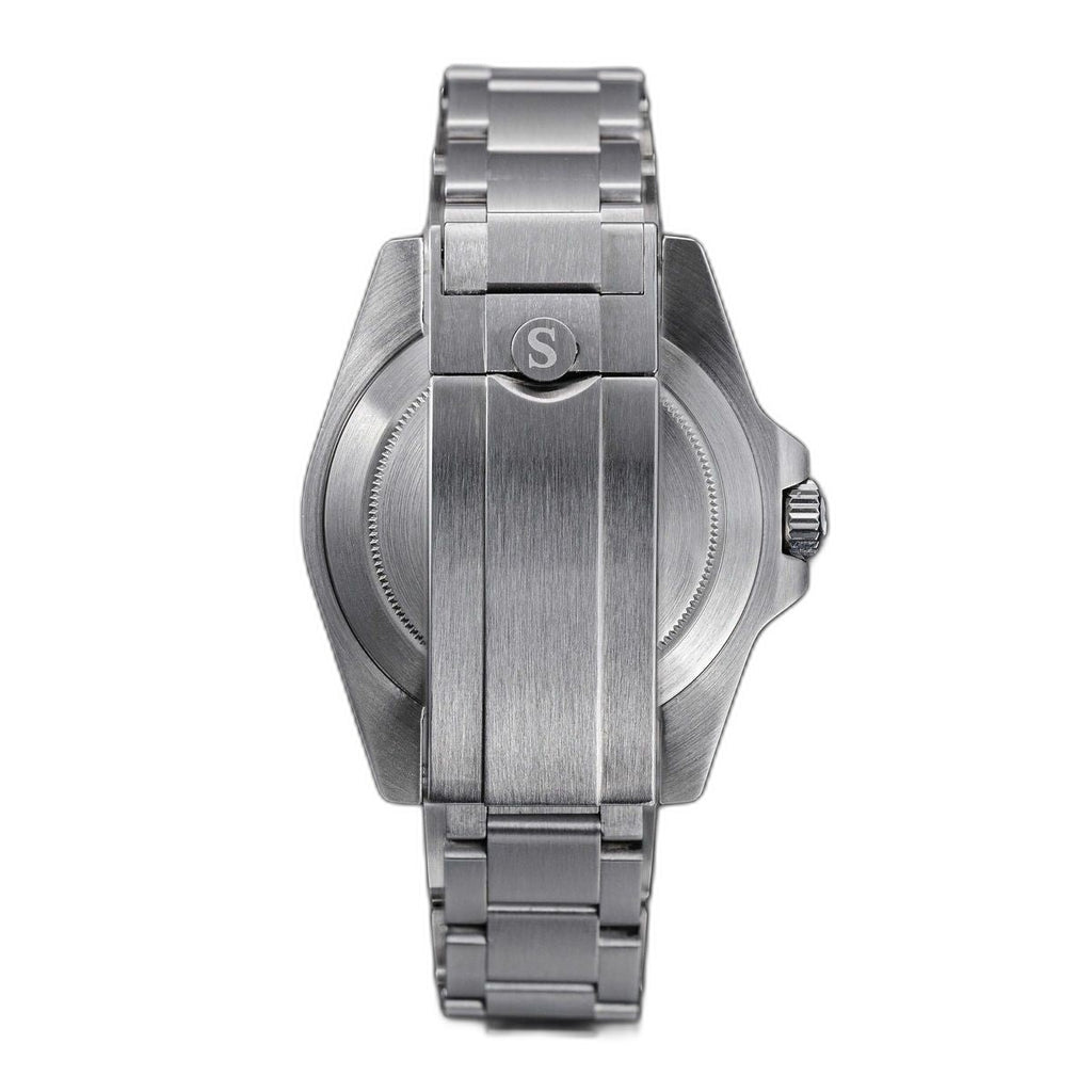 Seestern S436-2 steel bracelet clasp engraved with the Seestern starfish emblem, side detail