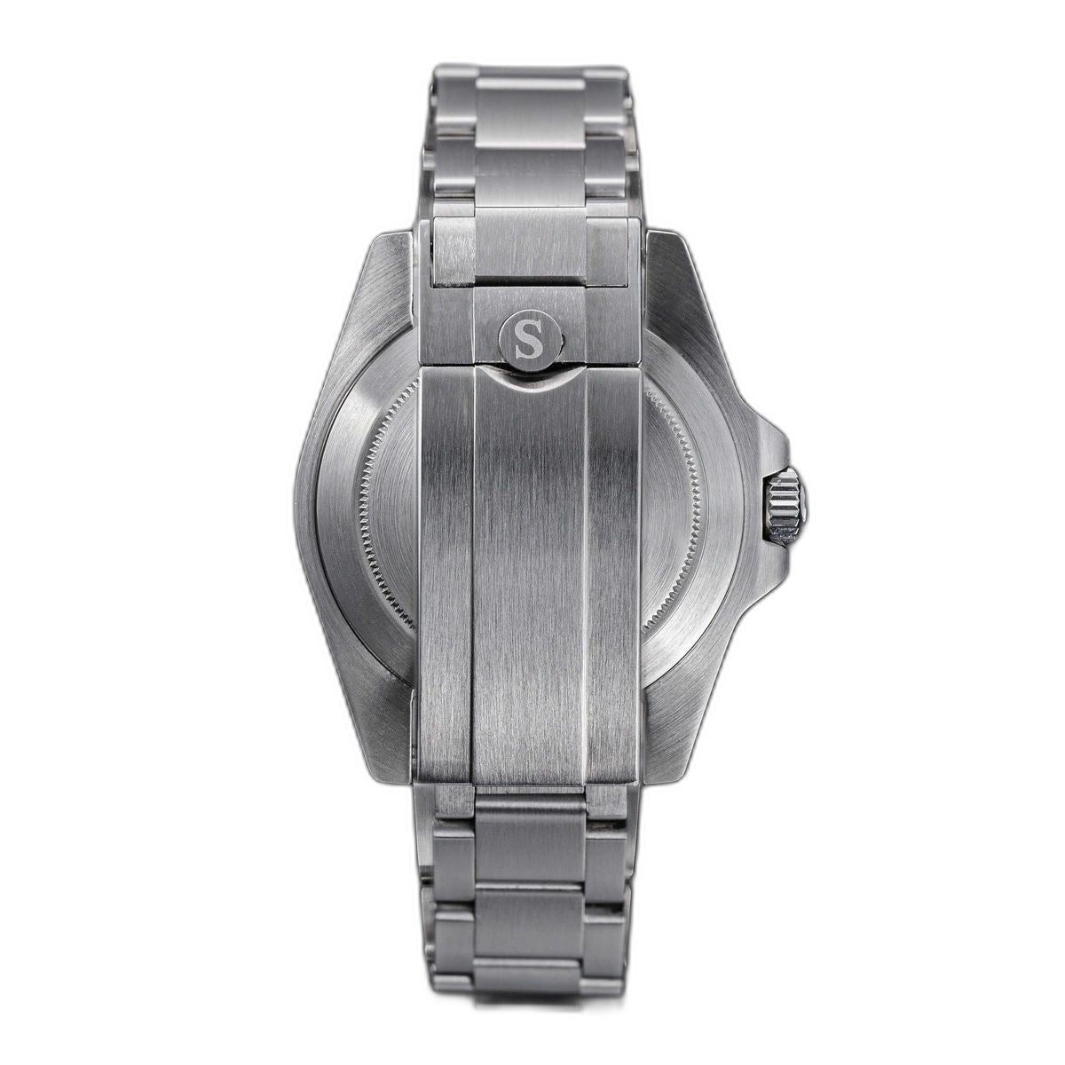 Seestern S436-2 steel bracelet clasp engraved with the Seestern starfish emblem, side detail