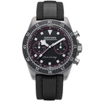 Seestern S443 Chronograph black dial with pink accents on a black rubber strap, front view