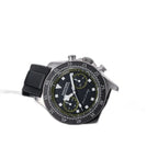 Seestern S443 chronograph, black-and-yellow dial, black strap, flat-lay on honeycomb stand