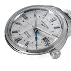 Seestern S446 silver-dial GMT on steel bracelet, three-quarter angled view
