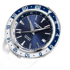 Seestern S456 navy-dial GMT on steel bracelet, angled studio product view