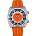 Seestern S471 double crown automatic diver, orange dial, orange rubber strap, front view