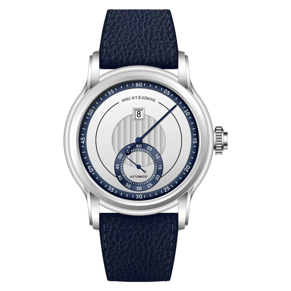Specht & Sohne SP0032 Jump Hour Leather Watch - Silver