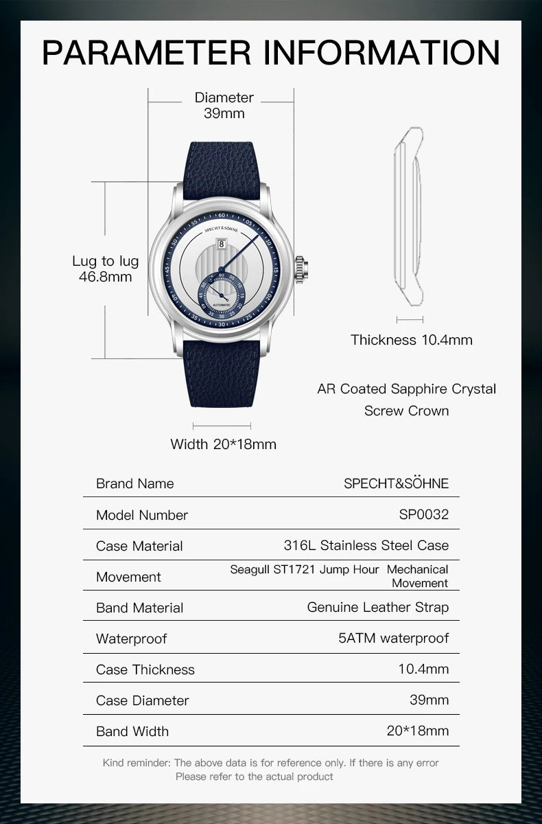 Specht & Sohne SP0032 Jump Hour Leather Watch