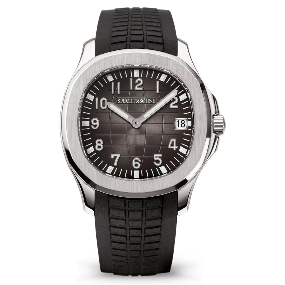 Specht & Sohne SP5167 Ultrathin Rubber Strap Quartz Watch - Grey / Black Strap