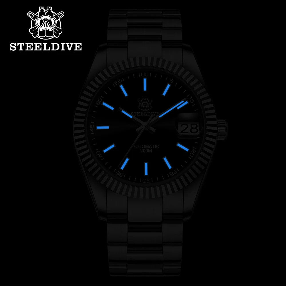 STEELDIVE SD1934 Automatic Menâ€™s Diver Watch â€“ NH35, Retro Water Ghost, detail view