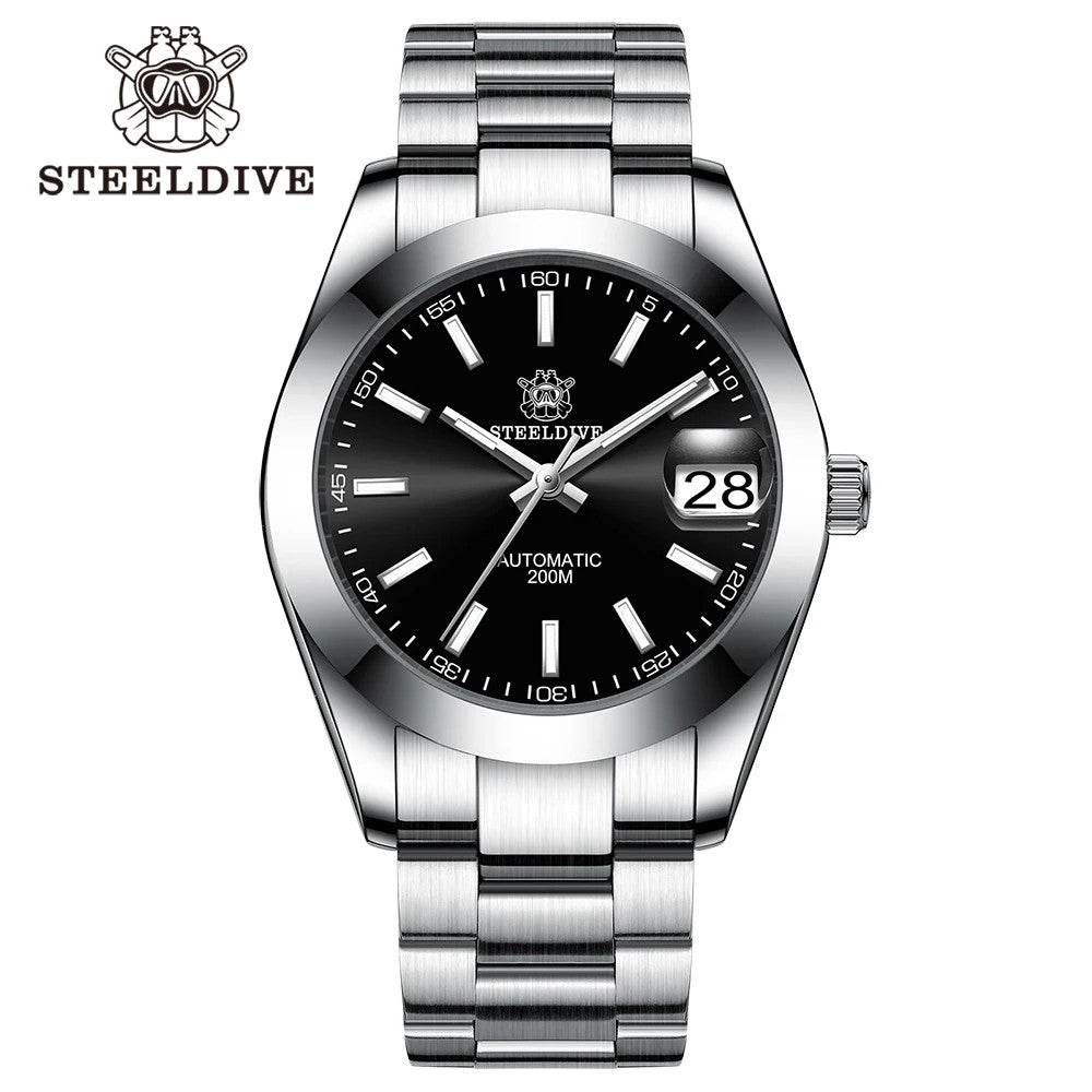 STEELDIVE SD1934 Automatic Menâ€™s Diver Watch â€“ NH35, Retro Water Ghost with black dial