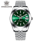 STEELDIVE SD1934 Automatic Menâ€™s Diver Watch â€“ NH35, Retro Water Ghost with jubilee green dial