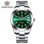STEELDIVE SD1934 Automatic Menâ€™s Diver Watch â€“ NH35, Retro Water Ghost with green dial