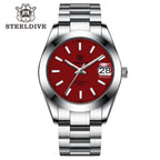 STEELDIVE SD1934 Automatic Menâ€™s Diver Watch â€“ NH35, Retro Water Ghost with red dial