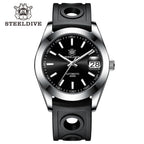 STEELDIVE SD1934 Automatic Menâ€™s Diver Watch â€“ NH35, Retro Water Ghost with rubber band black dial