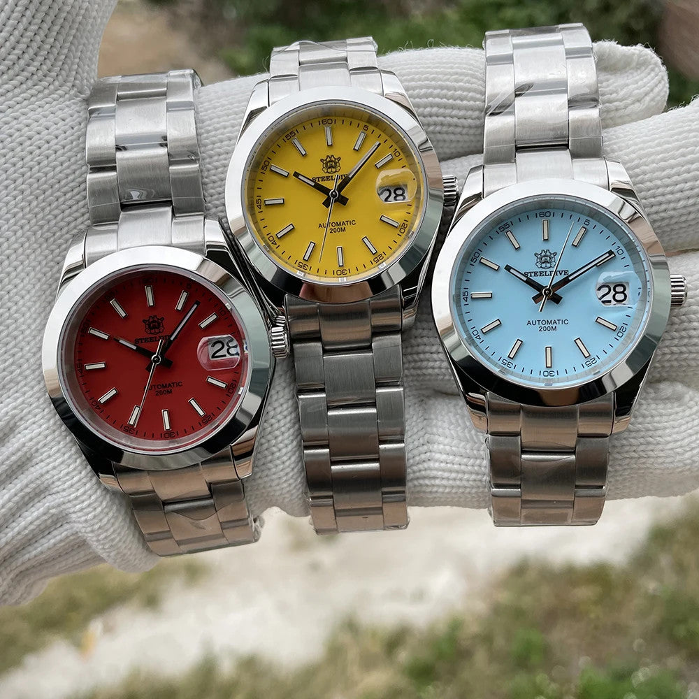STEELDIVE SD1934 Automatic Menâ€™s Diver Watch â€“ NH35, Retro Water Ghost, shown on wrist