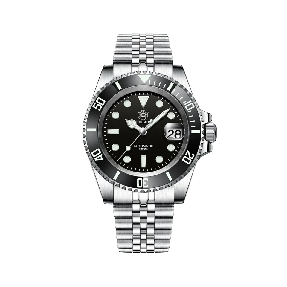 STEELDIVE SD1953 Men's NH35 Automatic Dive Watch with all black dial