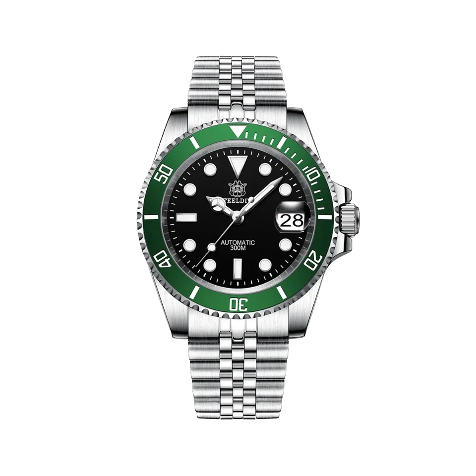 STEELDIVE SD1953 Men's NH35 Automatic Dive Watch with black green dial