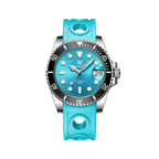 STEELDIVE SD1953 Men's NH35 Automatic Dive Watch with sky blue rubber dial, caseback view