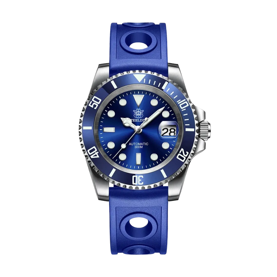 STEELDIVE SD1953 Water Ghost NH35 Automatic Men's Diver Watch with blue dial, shown on wrist
