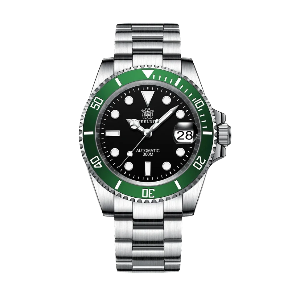 STEELDIVE SD1953 Water Ghost NH35 Automatic Men's Diver Watch with green dial, lifestyle shot