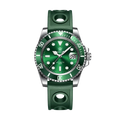 STEELDIVE SD1953 Water Ghost NH35 Automatic Men's Diver Watch with black green dial, angled view