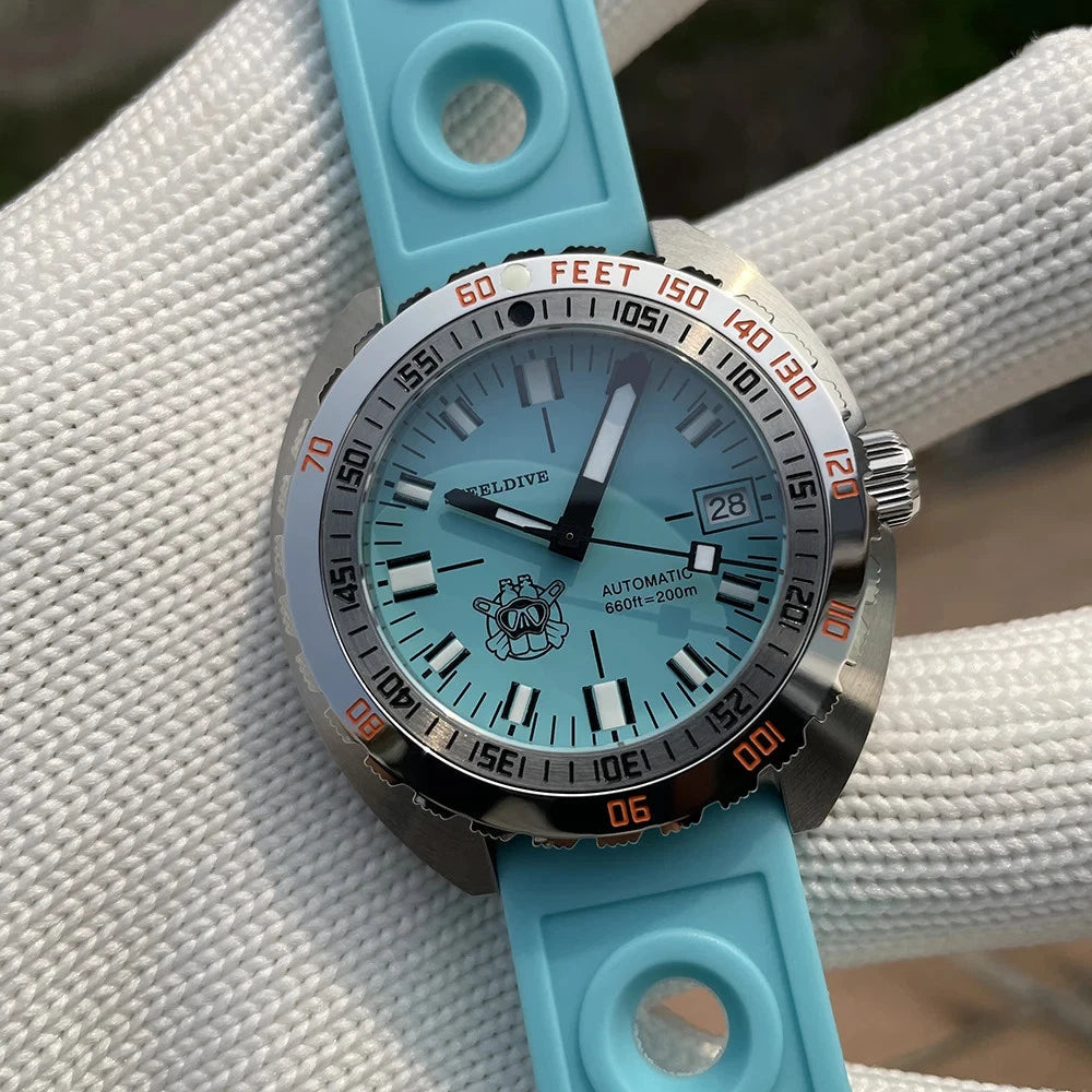 STEELDIVE SD1967 Homage Diver 43MM NH35 Automatic with sky blue band dial