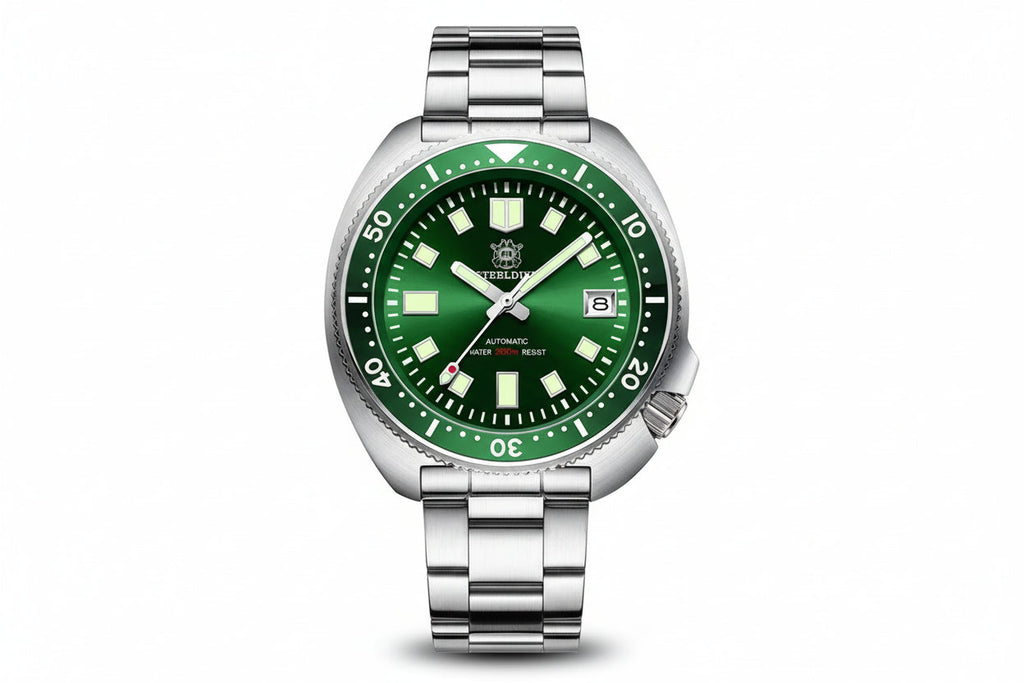 STEELDIVE SD1970 44MM NH35 Men's Dive Watch with steel black dial, side view