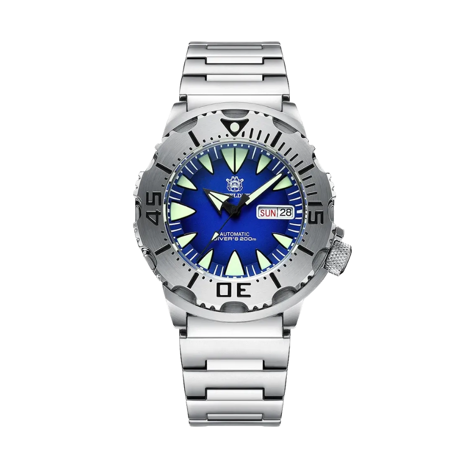 STEELDIVE SD1984 Diver 42MM Automatic NH36 with steel blue dial, side view