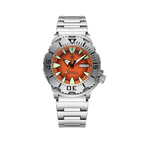 STEELDIVE SD1984 Diver 42MM Automatic NH36 with steel orange dial, angled view