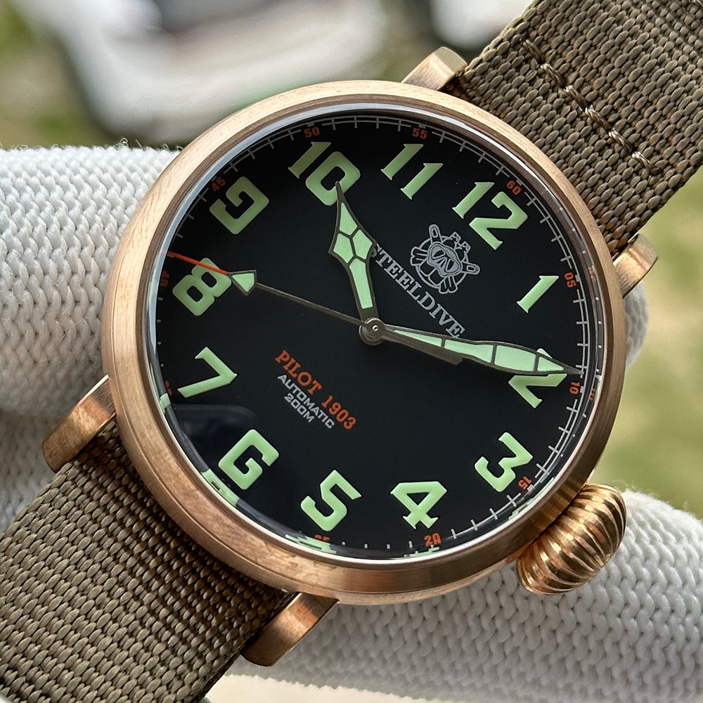 STEELDIVE SD1903S dive watch — variant 03S-GR-KN stock photo