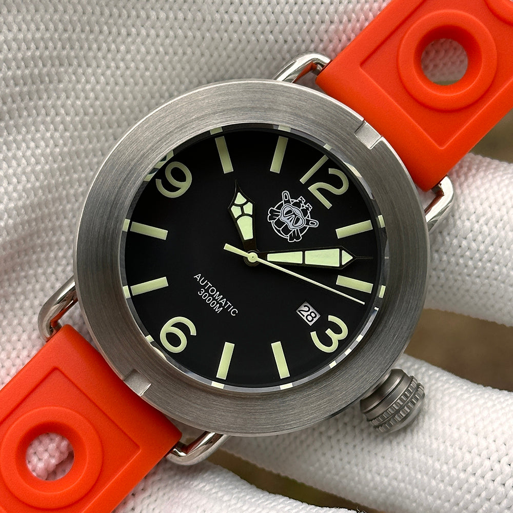 STEELDIVE SD1912 dive watch — variant 12LN-Y-OR stock photo
