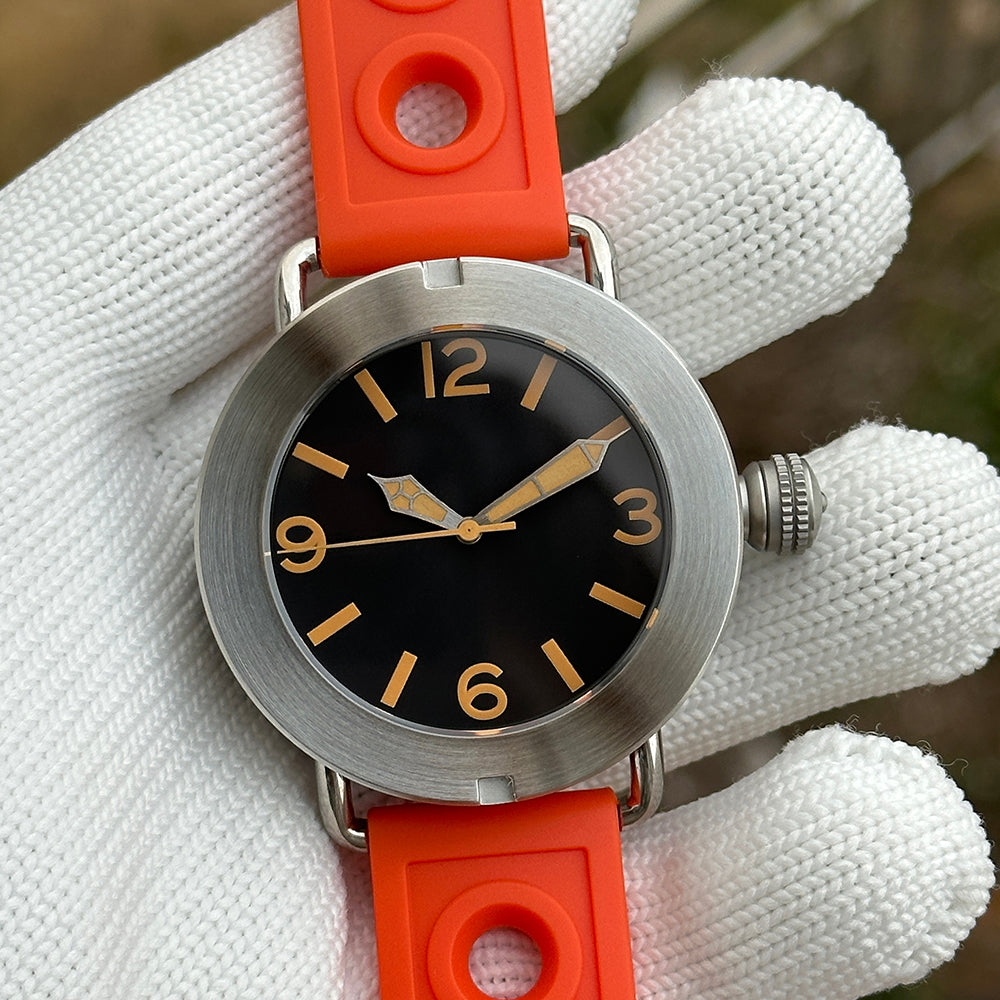 STEELDIVE SD1912 dive watch — variant 12LS-N-OR stock photo