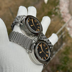 Steeldive SD1912 comparison of jubilee bracelet versus shark mesh bracelet versions, both black dials
