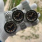 Steeldive SD1912 three bracelet comparison featuring jubilee, oyster and mesh stainless steel options