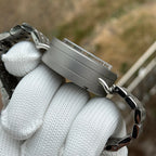 Steeldive SD1912 side view showing 47mm sandblast case thickness, domed sapphire crystal and lug profile