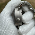 Steeldive SD1912 47mm sandblast case side profile showing screw-down crown and brushed mid-case