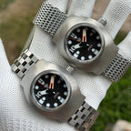 Steeldive SD1920 1000m diver comparison shot on Milanese mesh and jubilee steel bracelets