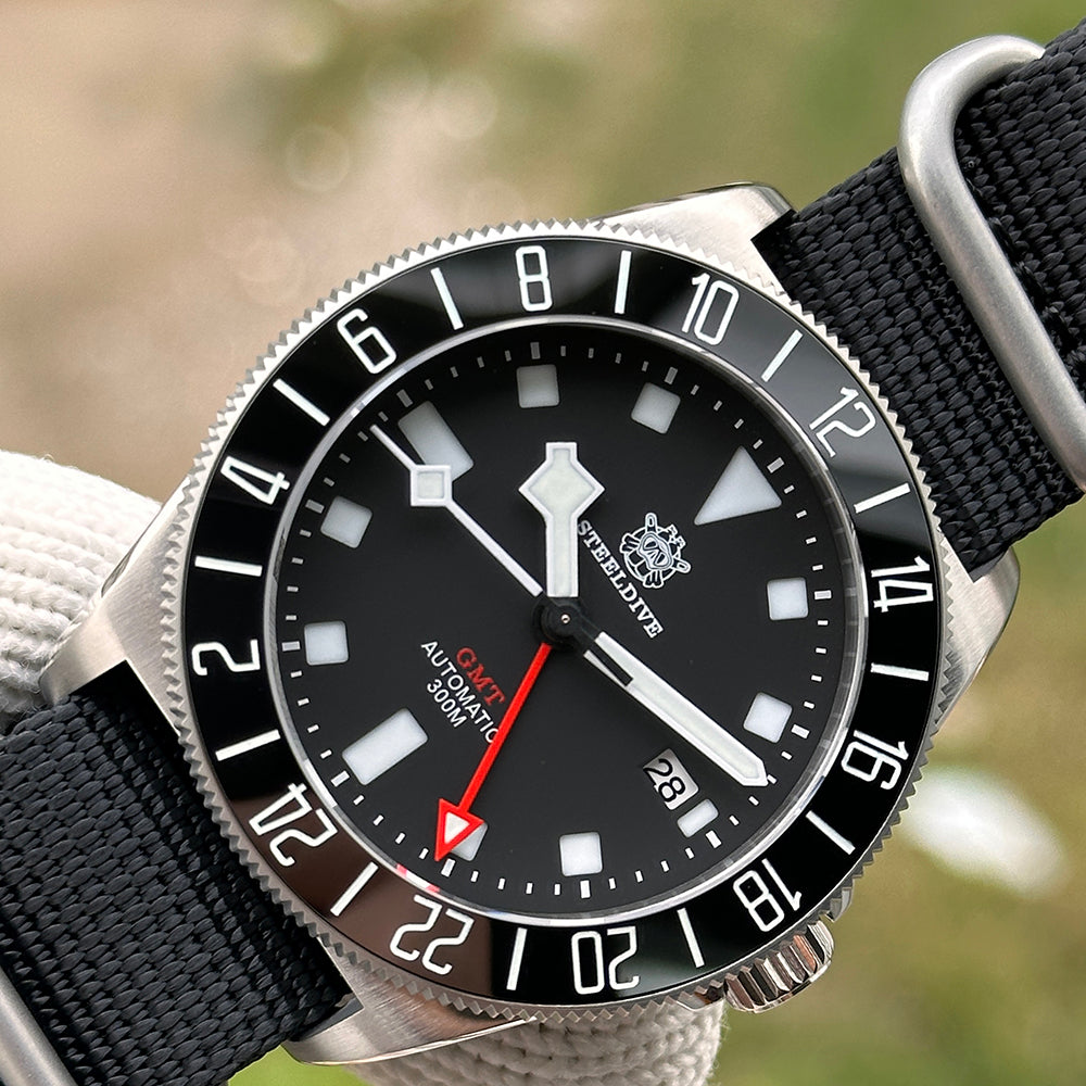STEELDIVE SD1925GMT dive watch — variant 25GMT-HN stock photo