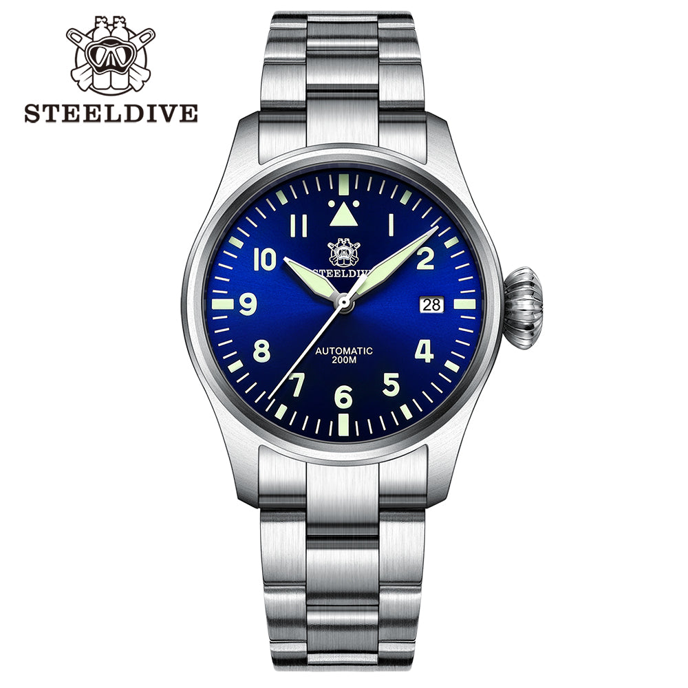 STEELDIVE SD1928 dive watch — variant 28BL-SS stock photo
