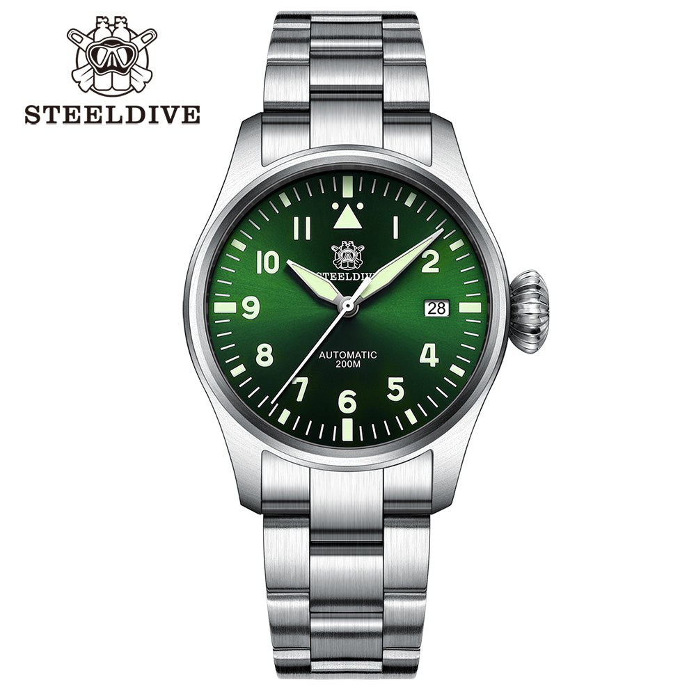 STEELDIVE SD1928 dive watch — variant 28GR-SS stock photo