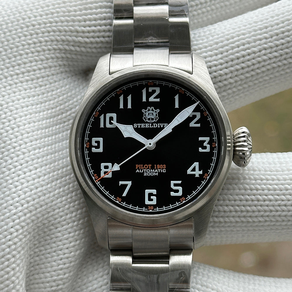 STEELDIVE SD1928V dive watch — variant 28V-L-BY-SS stock photo