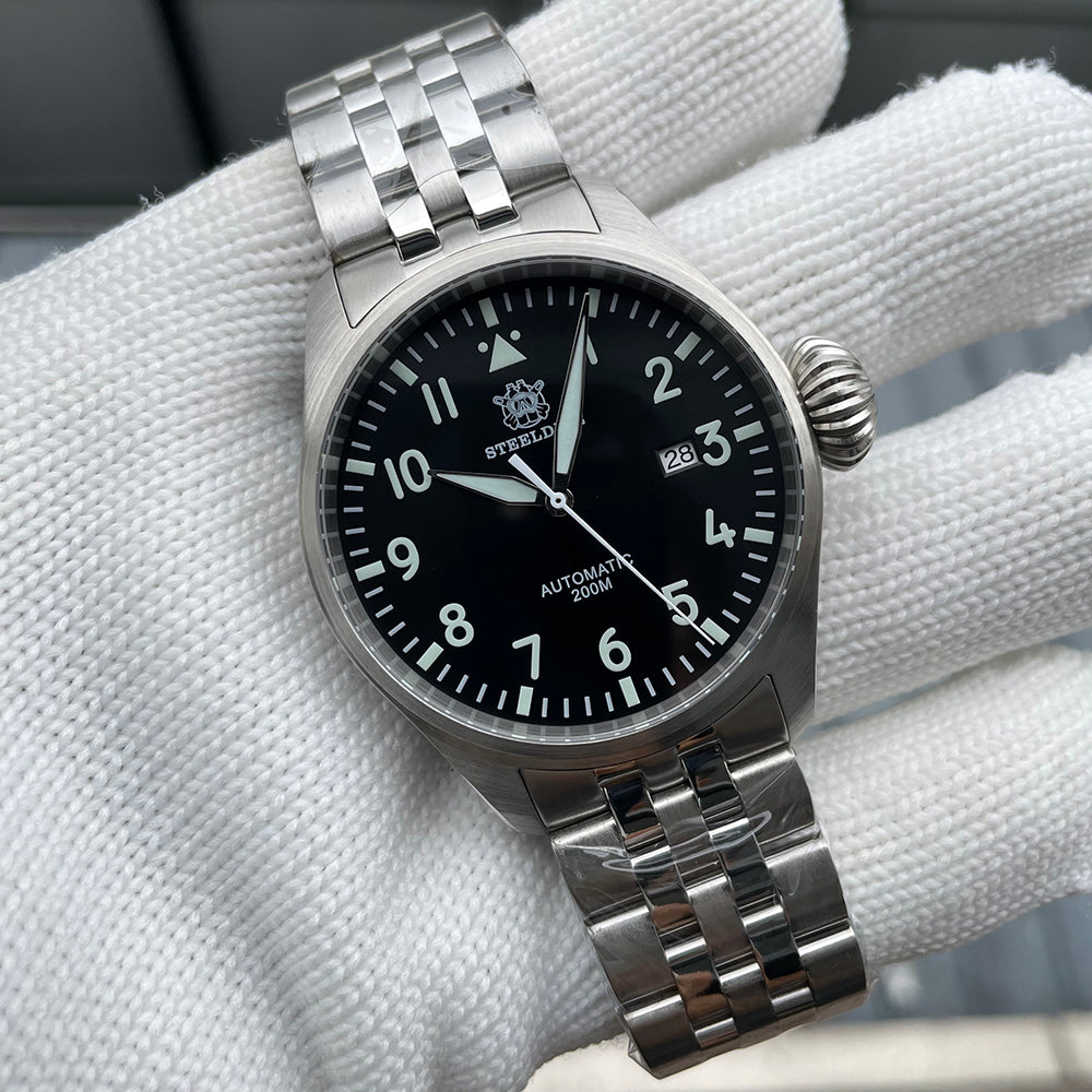STEELDIVE SD1930 dive watch — variant 30HH-Y-SS stock photo