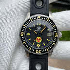 Steeldive SD1952T caseback engraving showing NH35 300M dive specs and turtle logo