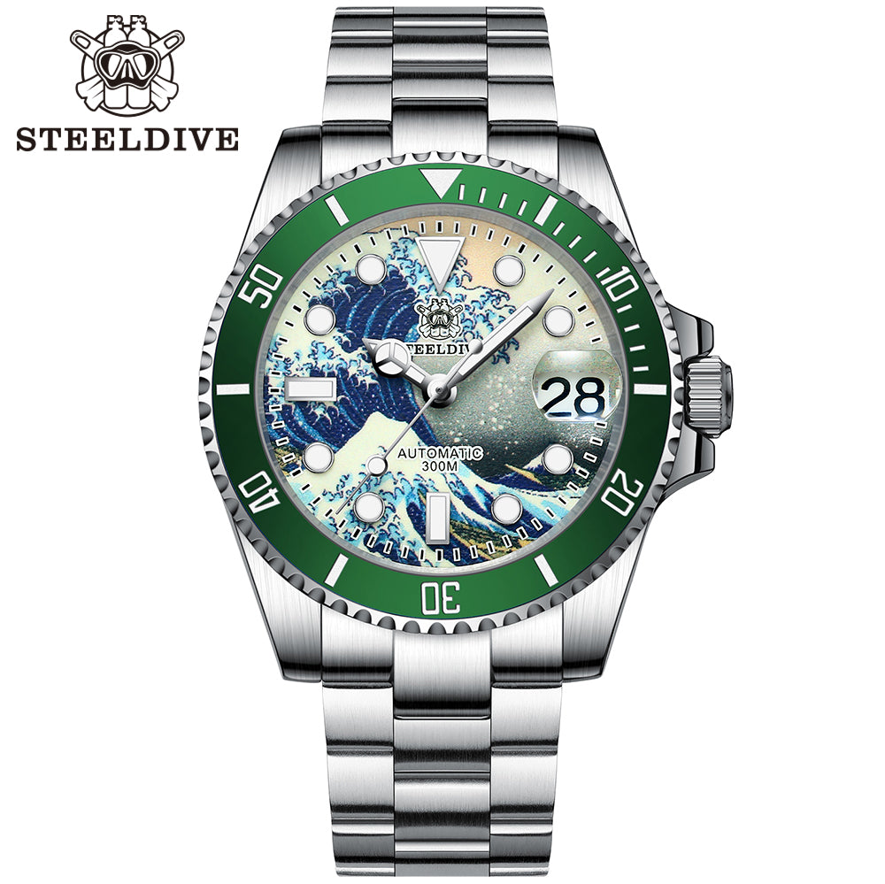 STEELDIVE SD1953J dive watch — variant 53J-GR-SS stock photo